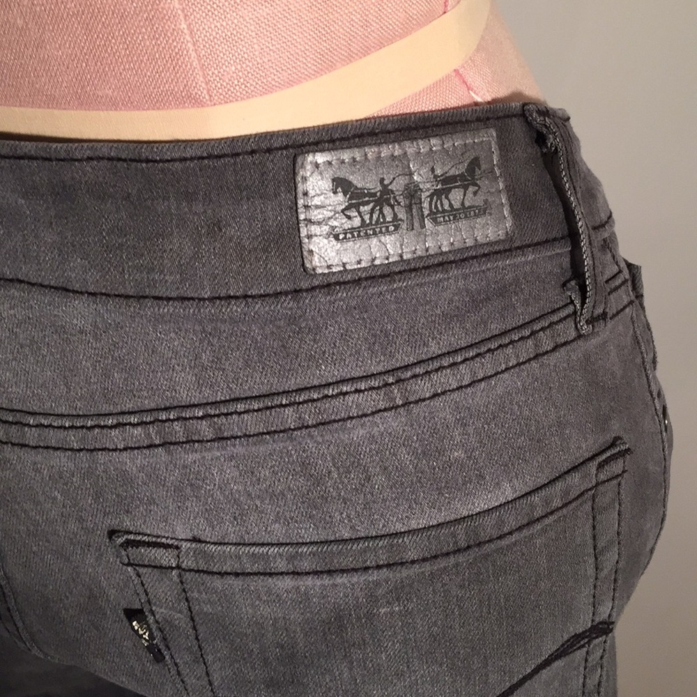 grey stone washed skinny mid rise jeans